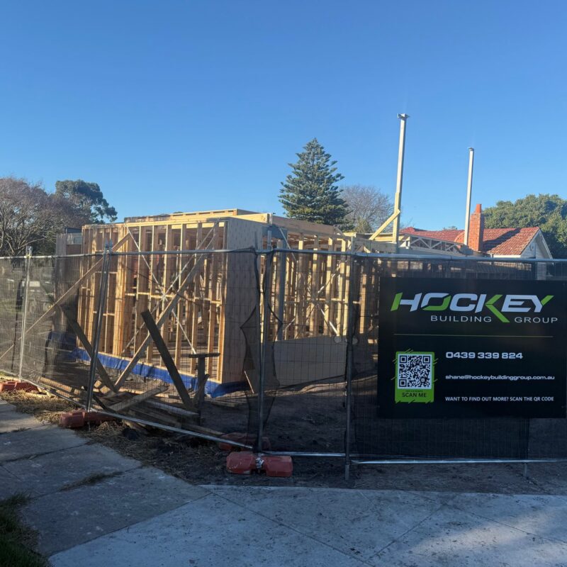 Hockey Building Group project sign at Frankston construction site